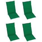 vidaXL Chaises de jardin lot de 4 avec coussins vert Bois teck solide
