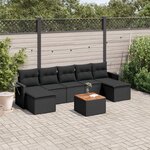 vidaXL Salon de jardin 8 Pièces avec coussins noir résine tressée