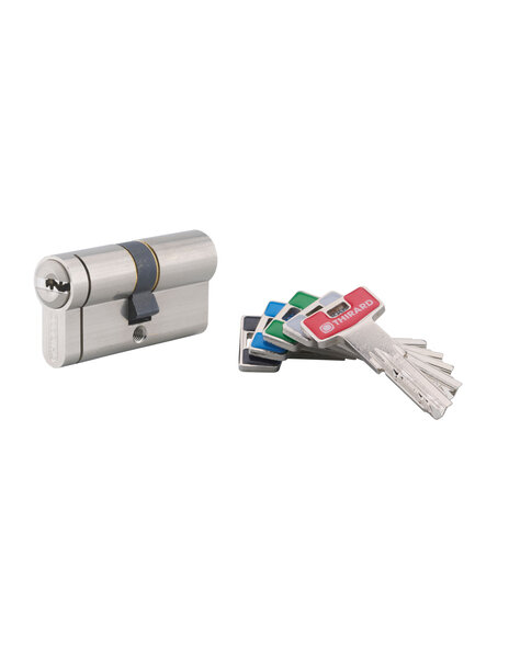 THIRARD - Cylindre de serrure double entrée T2  30x30mm  nickel  anti-arrachement  anti-perçage  5 clés SANS Fonction urgence
