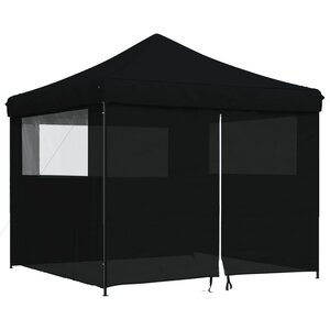 vidaXL Tente de réception pliable escamotable 4 parois latérales noir