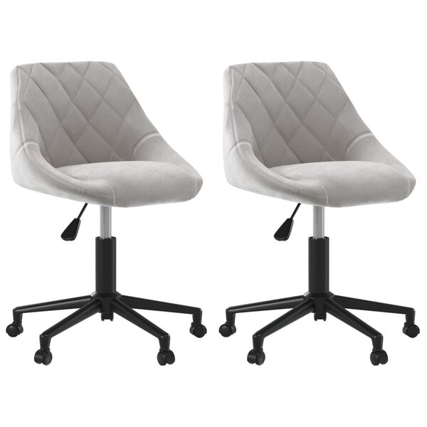vidaXL Chaises pivotantes à manger lot de 2 gris clair velours