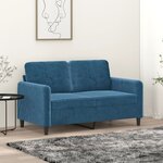 vidaXL Canapé à 2 places Bleu 120 cm Velours