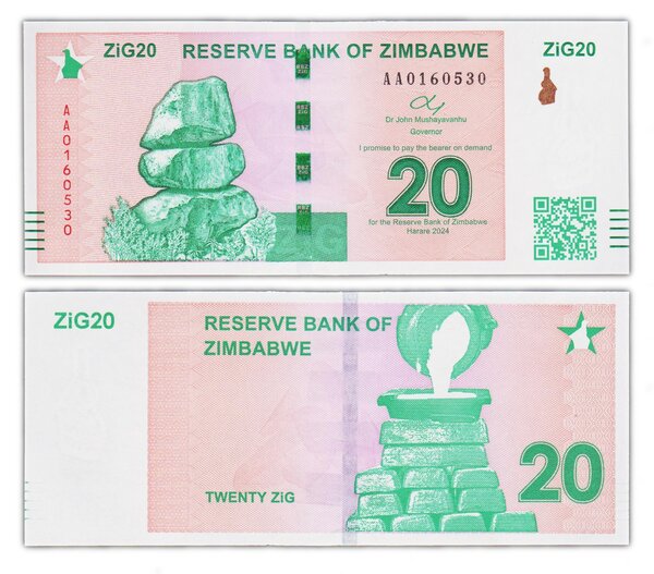 Billet de Collection 20 zig 2024 Zimbabwe - Neuf - P111