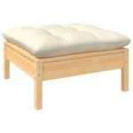 Salon de jardin meuble d'extérieur ensemble de mobilier 6 pièces avec coussins crème bois de pin 02_0016754