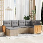vidaXL Salon de jardin avec coussins 6 Pièces beige résine tressée
