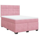 vidaXL Sommier à lattes de lit avec matelas Rose 160x200 cm Velours