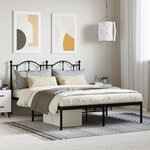vidaXL Cadre de lit métal avec tête de lit noir 150x200 cm