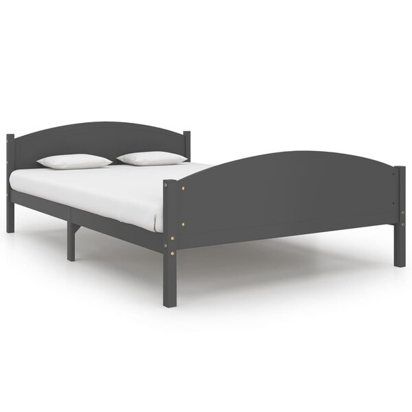 vidaXL Cadre de lit Gris foncé Bois de pin massif 160x200 cm