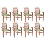 vidaXL Chaises à dîner 8 Pièces avec coussins motif feuilles Teck solide