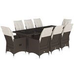 vidaXL Ensemble de bistro de jardin 9 Pièces coussins marron poly rotin