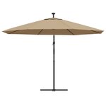 vidaXL Parasol en porte-à-feux et poteau métallique 350 cm Taupe