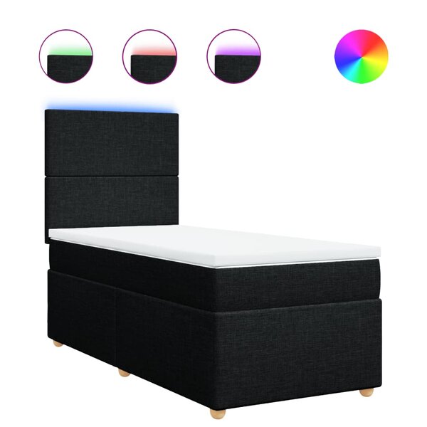 vidaXL Sommier à lattes de lit avec matelas Noir 90x190 cm Tissu