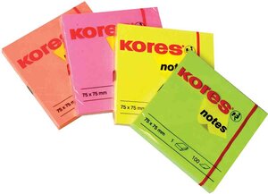 Notes adhésives repositionnable 75 x 75 mm 100F Orange néon KORES