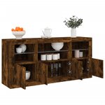 vidaXL Buffet avec lumières LED chêne fumé 142 5x37x67 cm