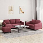 vidaXL Ensemble de canapés 3 Pièces avec coussins Rouge bordeaux Tissu