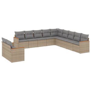 vidaXL Salon de jardin et coussins 11 Pièces mélange beige résine tressée