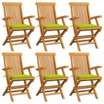 vidaXL Chaises de jardin avec coussins vert vif lot de 6 Bois teck