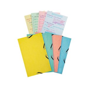 Chemise 3 Rabats À Élastiques Aquarel + 25 Fiches Bristol 125x200mm - 4 Couleurs Assorties - Couleurs Assorties - Exacompta