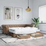 vidaXL Lit de jour avec lit gigogne et tiroirs cappuccino 90x200 cm