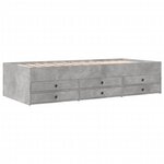 vidaXL Lit de jour et tiroirs gris béton 75x190 cm bois d'ingénierie