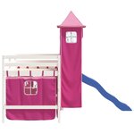 vidaXL Lit mezzanine enfants avec tour rose 90x190 cm bois pin massif