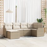 Ensemble de canapé de jardin vidaXL 6 pièces avec coussins beige poly rotin