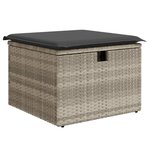 vidaXL Tabouret de jardin coussin gris clair 55x55x37cm résine tressée