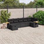 vidaXL Salon de jardin 7 Pièces avec coussins noir résine tressée
