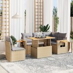 vidaXL Salon de jardin avec coussins 6 Pièces beige résine tressée