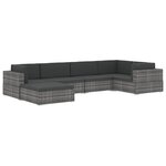 vidaXL Siège central sectionnel 1 pc et coussins Résine tressée Gris