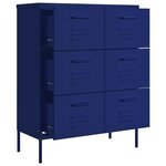 vidaXL Armoire à tiroirs Bleu marine 80x35x101 5 cm Acier