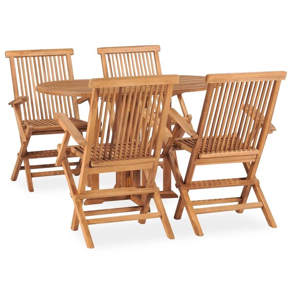 vidaXL Ensemble à manger d'extérieur pliable 5 Pièces Bois solide de teck
