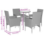 vidaXL Ensemble à manger de jardin et coussins 5 Pièces gris rotin verre
