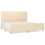 vidaXL Cadre de lit avec tête de lit Crème 200 x 200 cm Tissu