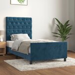vidaXL Cadre de lit avec tête de lit Bleu foncé 80x200 cm Velours