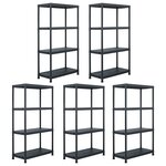 vidaXL Étagères de rangement 5 Pièces Noir 60x30x138 cm Plastique