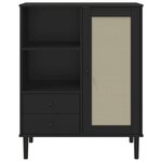 vidaXL Buffet SENJA aspect rotin noir 90x40x112cm bois massif de pin