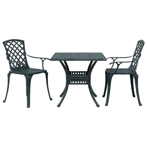 vidaXL Ensemble de bistro 3 Pièces vert aluminium coulé