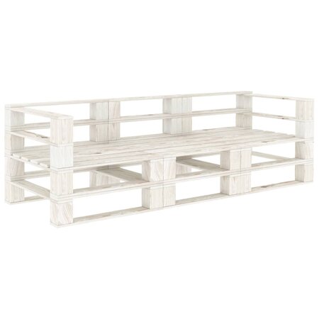 vidaXL Canapé palette à 3 places de jardin Blanc Bois