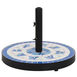 vidaXL Base de parasol bleu et blanc rond 12 kg