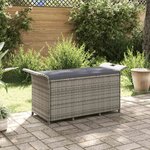 vidaXL Banc de jardin avec coussin gris 116x46x57 cm résine tressée