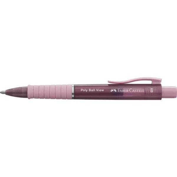 Stylo à bille rétractable poly ball view  rose faber-castell