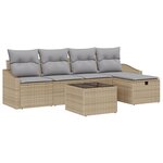 vidaXL Ensemble de Canapé de Jardin 6 Pièces avec Coussins Beige en Rattan Poly