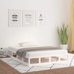 vidaXL Cadre de lit Blanc 140x200 cm Bois massif