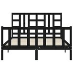 vidaXL Cadre de lit avec tête de lit noir 140x190 cm bois massif
