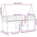 vidaXL Lit haut avec toit 80x200 cm bois de pin massif