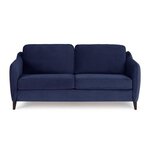 HEXAGONE Canapé convertible couchage express - 3 places - Velours bleu nuit - 182 x 85 x 97 cm - CLYDE