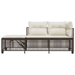 vidaXL Salon de jardin d'angle et coussins 3 Pièces marron résine tressée