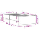 vidaXL Cadre de lit chêne fumé 90x190 cm bois d'ingénierie et métal