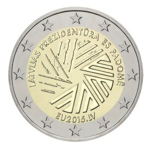 2 euros commémorative Lettonie 2015 - Présidence de l'Union européenne.